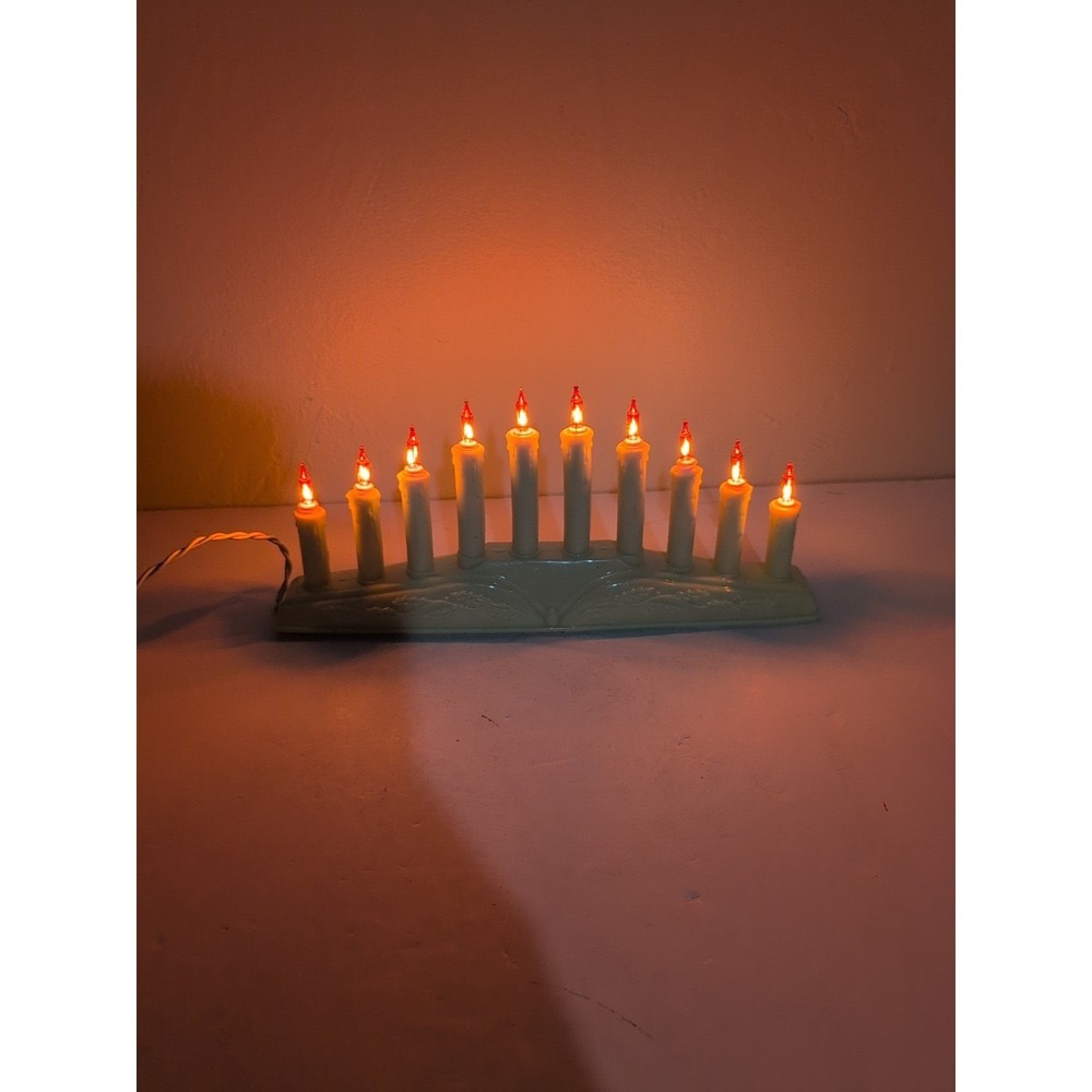 VTG 10 Light Candolier CHRISTMAS Mini Candle Candelabra Electric Orange Lights